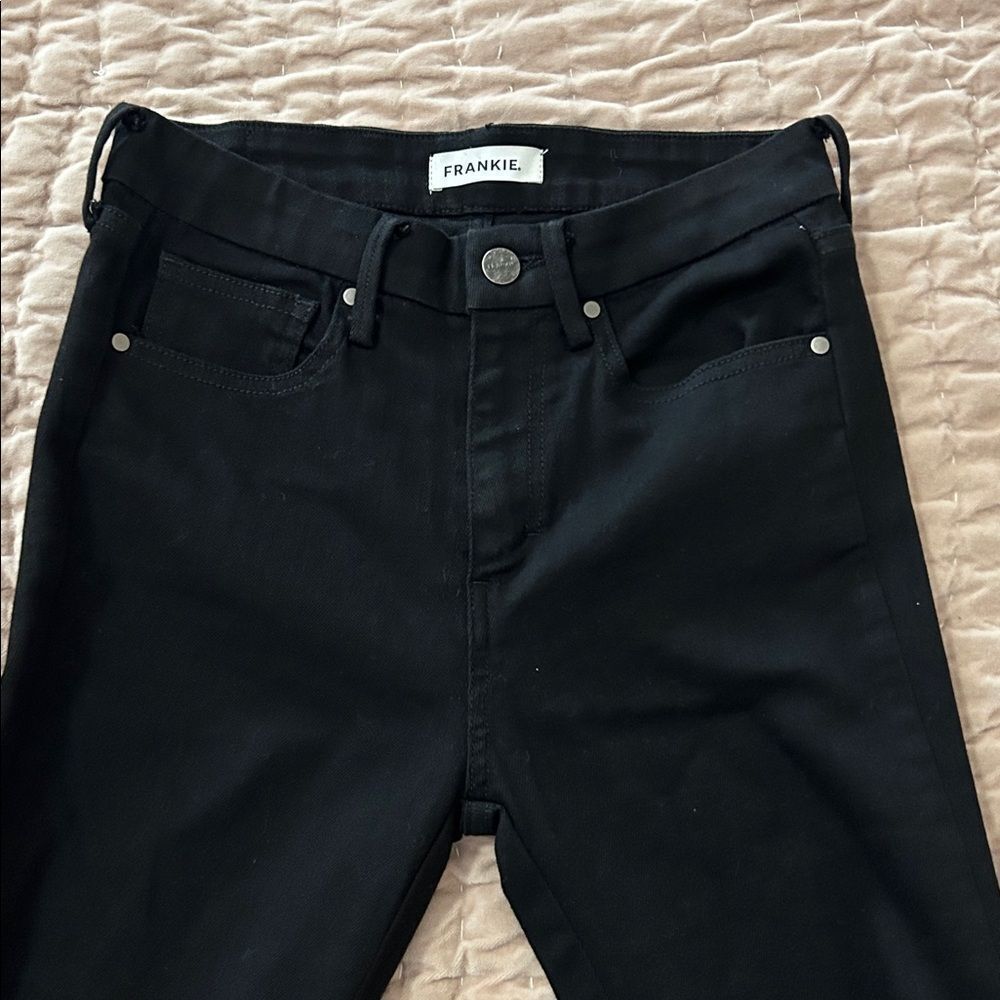 Frankie Black Flared Bell Bottom Jeans with open back size 25 - Picture 4 of 13